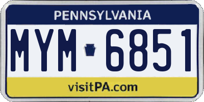 PA license plate MYM6851