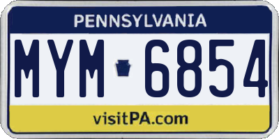 PA license plate MYM6854