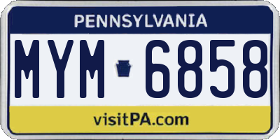 PA license plate MYM6858