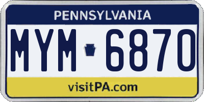 PA license plate MYM6870