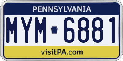 PA license plate MYM6881