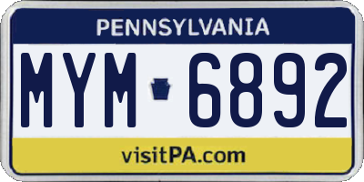 PA license plate MYM6892