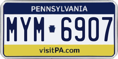 PA license plate MYM6907