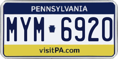 PA license plate MYM6920
