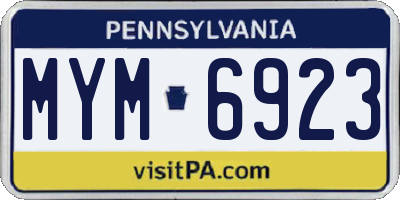 PA license plate MYM6923
