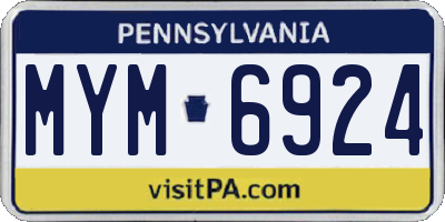 PA license plate MYM6924