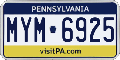 PA license plate MYM6925