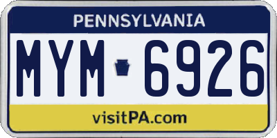 PA license plate MYM6926