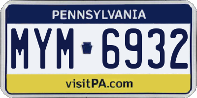 PA license plate MYM6932