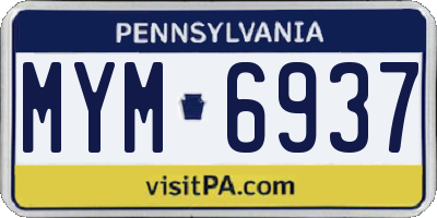 PA license plate MYM6937