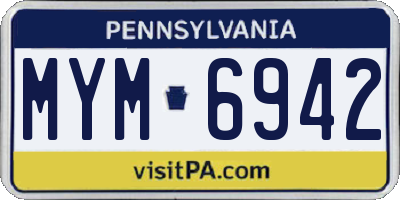 PA license plate MYM6942