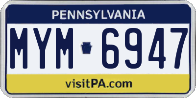 PA license plate MYM6947