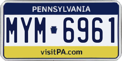 PA license plate MYM6961