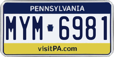 PA license plate MYM6981
