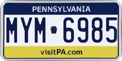 PA license plate MYM6985
