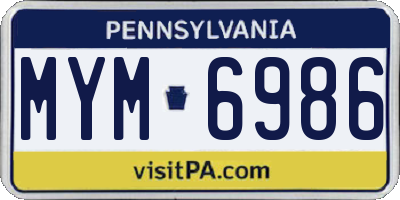 PA license plate MYM6986