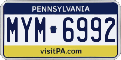 PA license plate MYM6992