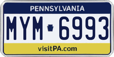 PA license plate MYM6993