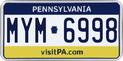 PA license plate MYM6998