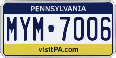 PA license plate MYM7006