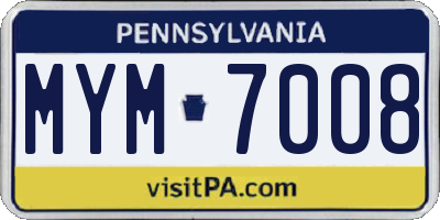 PA license plate MYM7008