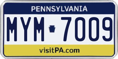 PA license plate MYM7009
