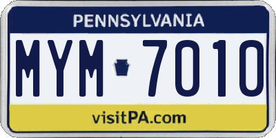 PA license plate MYM7010