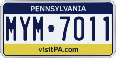 PA license plate MYM7011