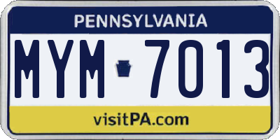 PA license plate MYM7013