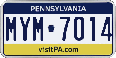 PA license plate MYM7014