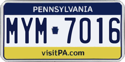 PA license plate MYM7016