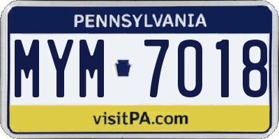 PA license plate MYM7018