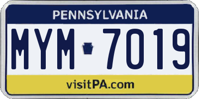 PA license plate MYM7019