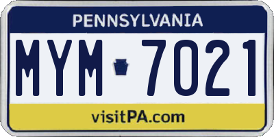 PA license plate MYM7021