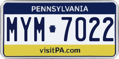 PA license plate MYM7022