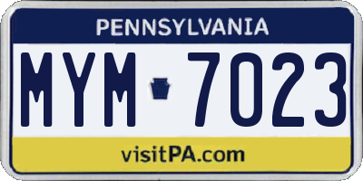 PA license plate MYM7023