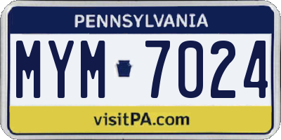 PA license plate MYM7024