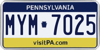 PA license plate MYM7025