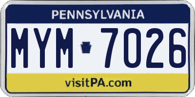 PA license plate MYM7026