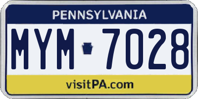 PA license plate MYM7028