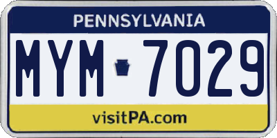 PA license plate MYM7029
