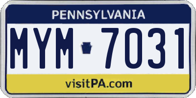 PA license plate MYM7031