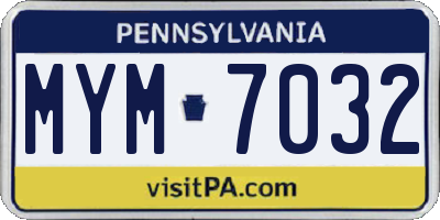 PA license plate MYM7032