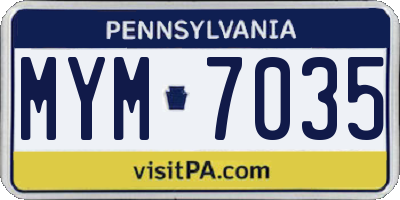 PA license plate MYM7035