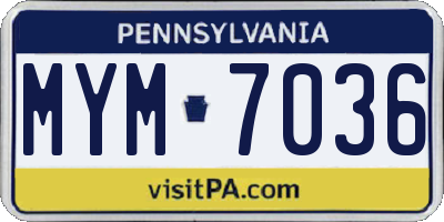 PA license plate MYM7036