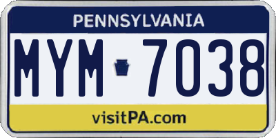 PA license plate MYM7038