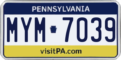 PA license plate MYM7039