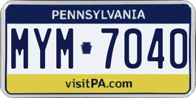 PA license plate MYM7040