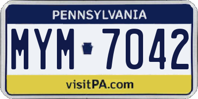 PA license plate MYM7042