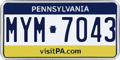 PA license plate MYM7043